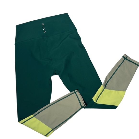 Wilo The Label Pants - Wilo The Label green color block high waisted compression long crop leggings M